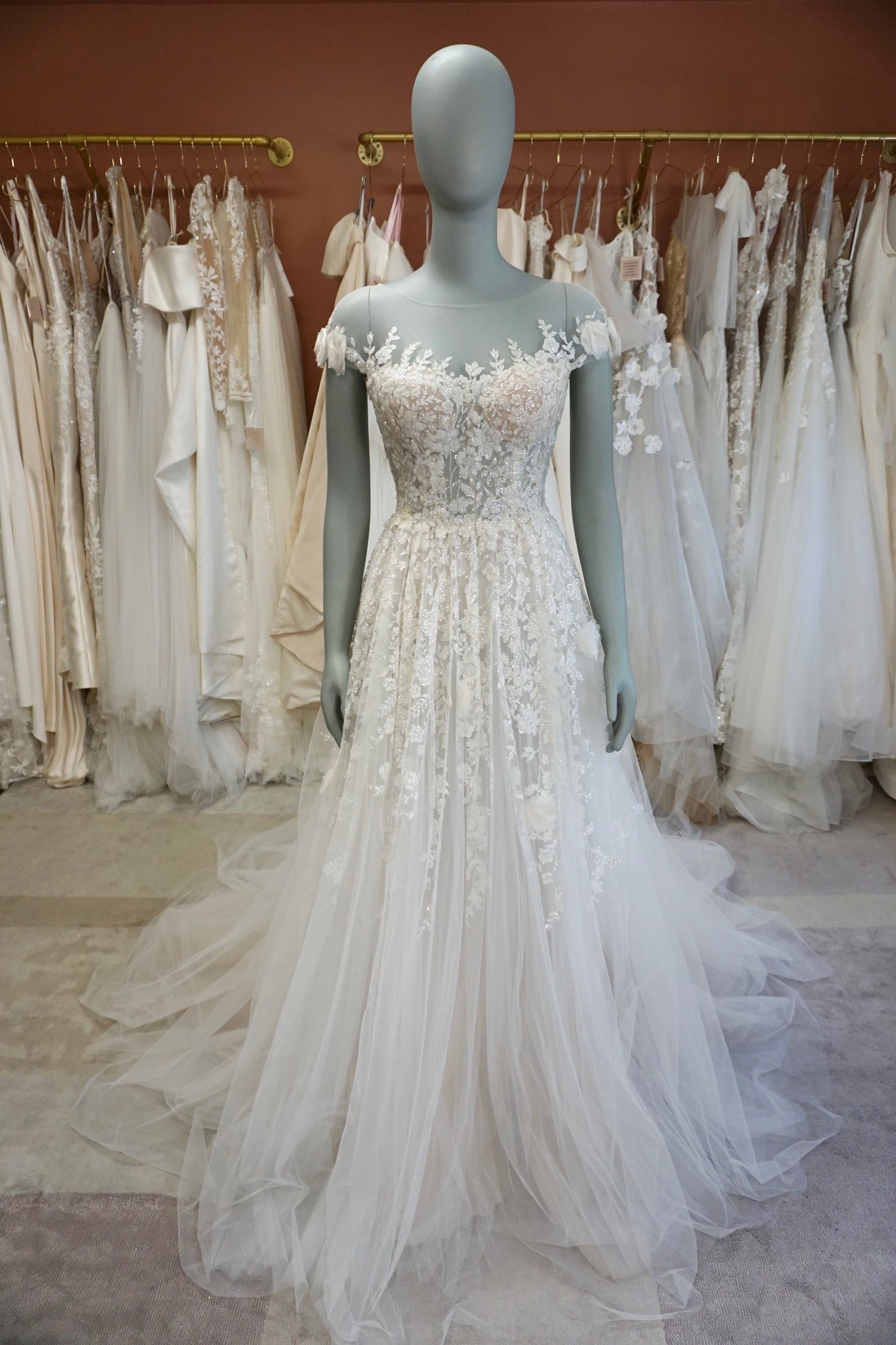 Mira Zwillinger - Beaded Illusion Tulle A-line