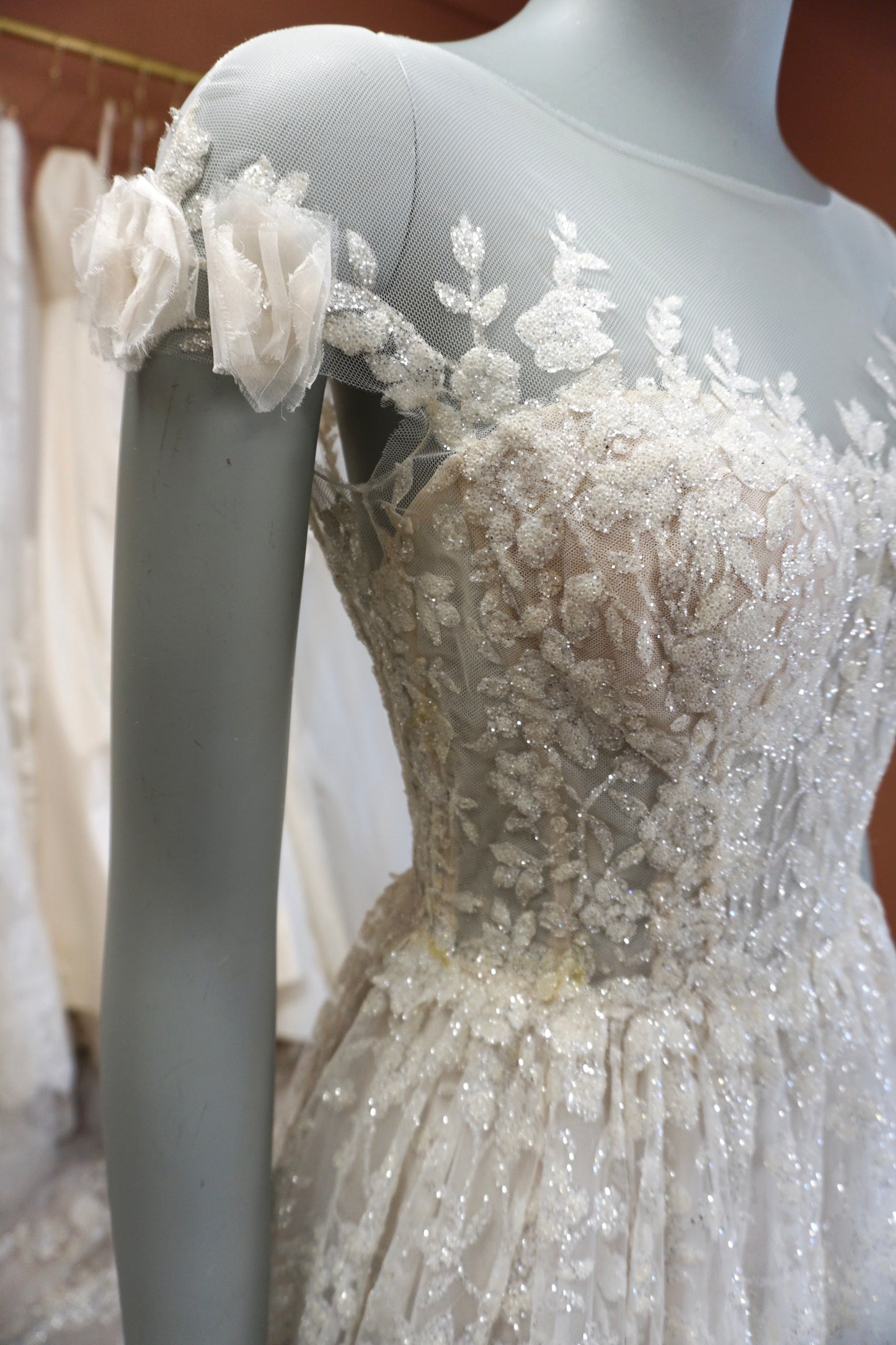 Mira Zwillinger - Beaded Illusion Tulle A-line