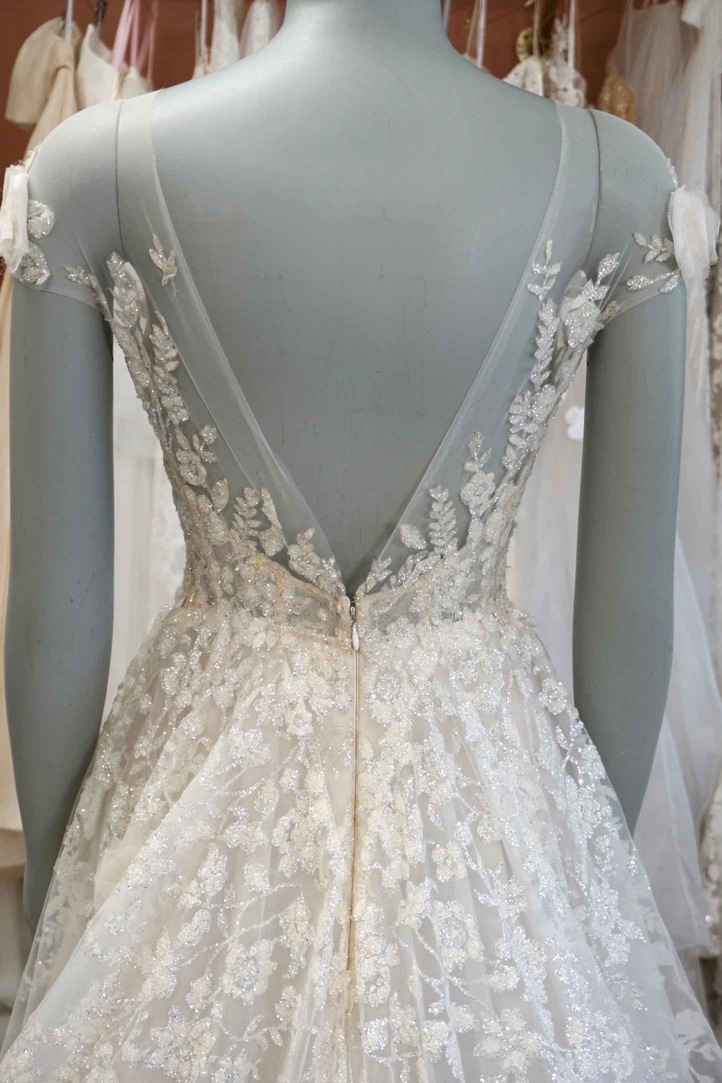 Mira Zwillinger - Beaded Illusion Tulle A-line