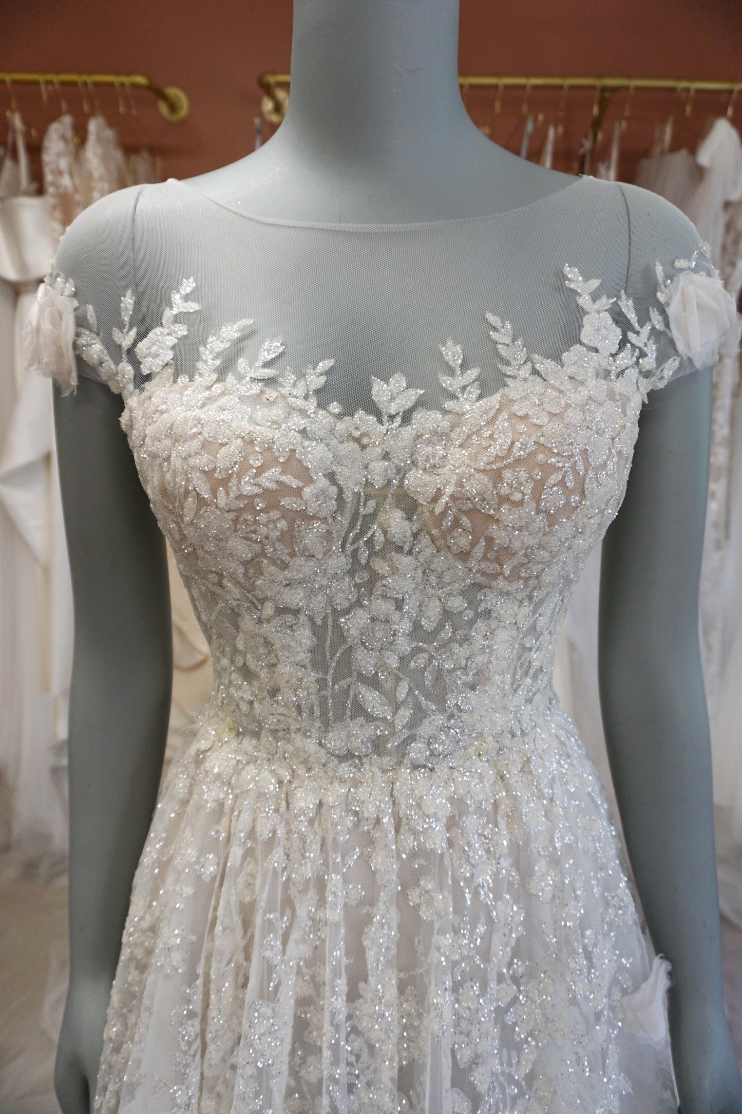 Mira Zwillinger - Beaded Illusion Tulle A-line