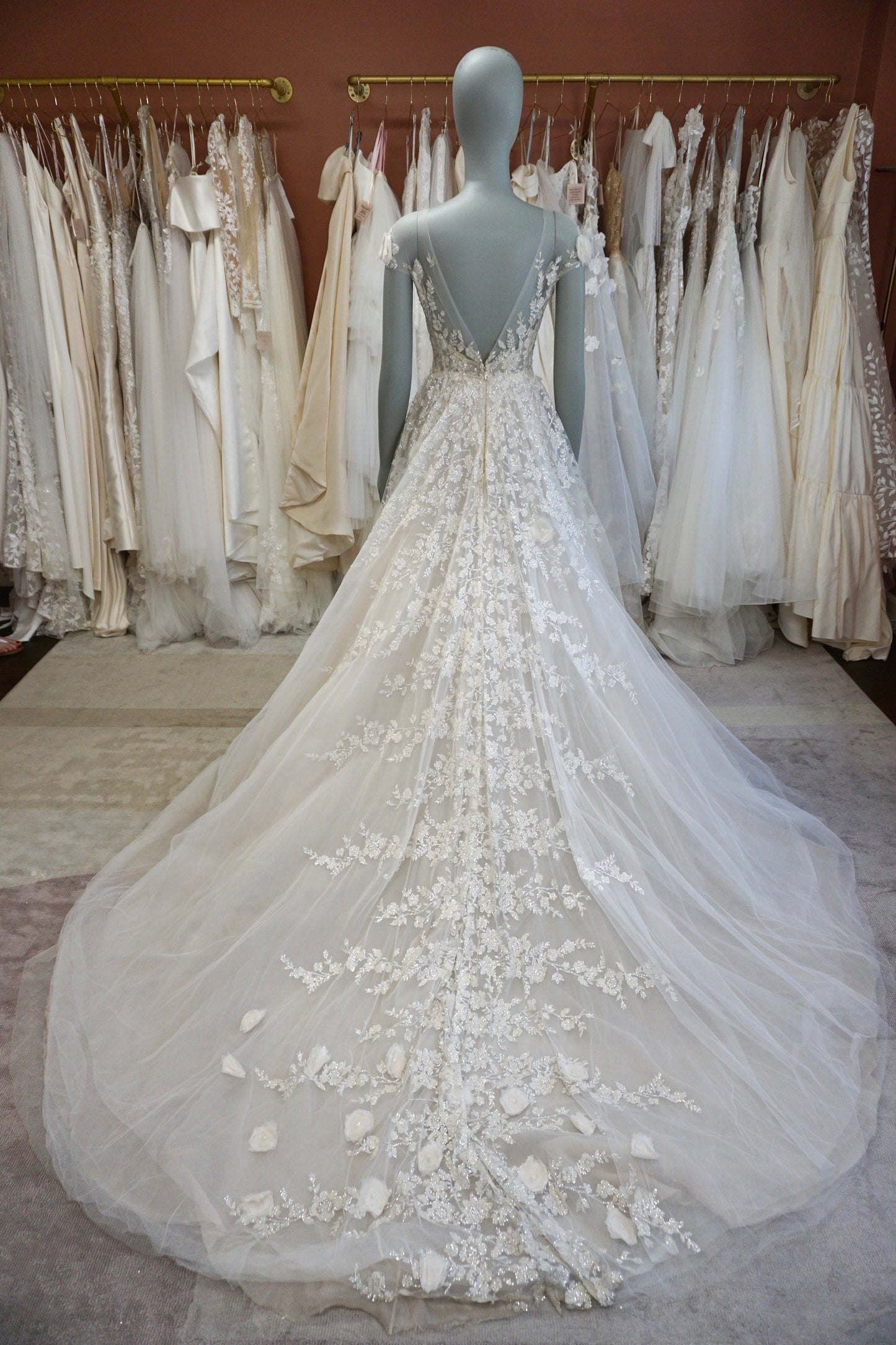 Mira Zwillinger - Beaded Illusion Tulle A-line