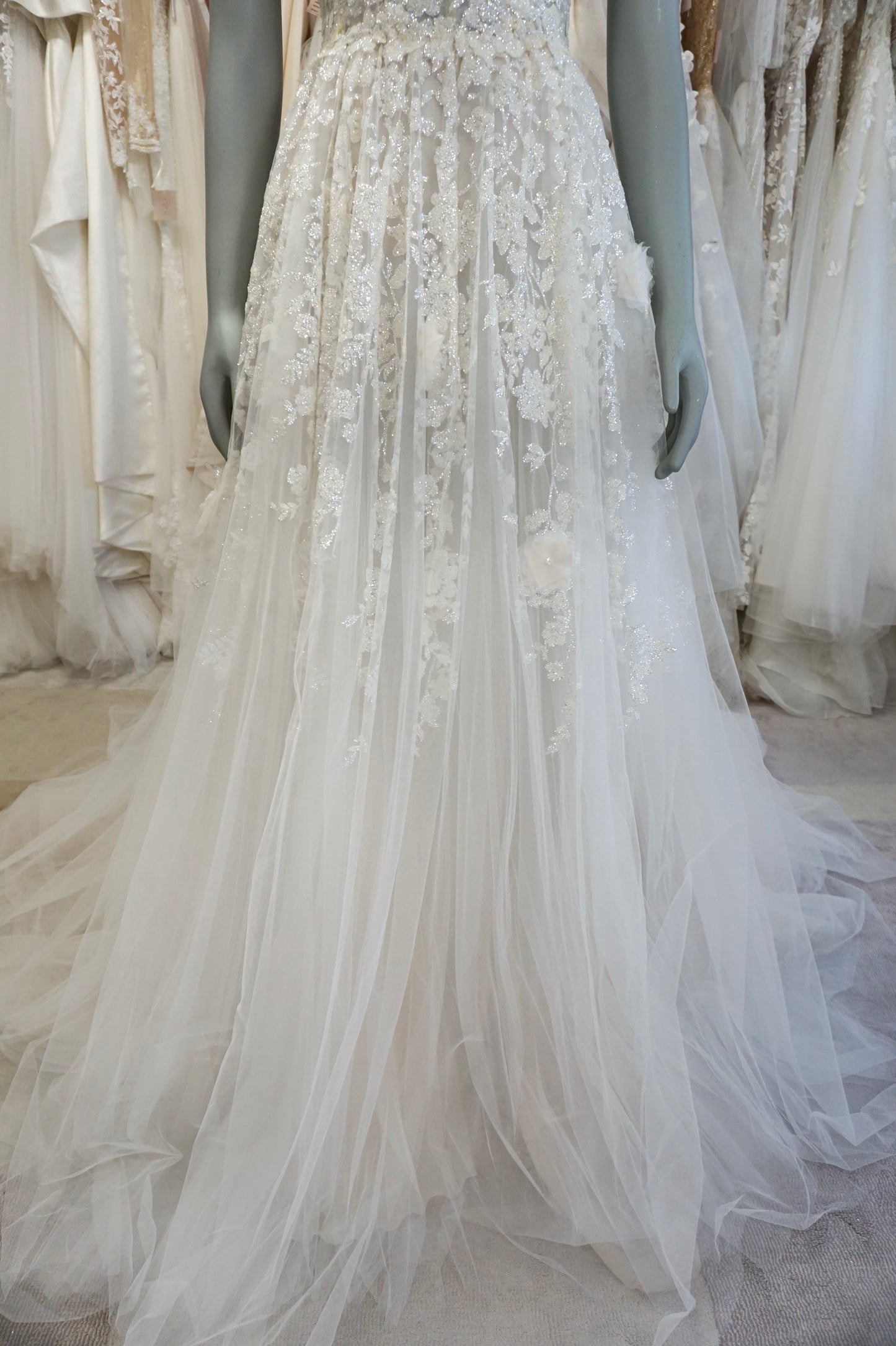Mira Zwillinger - Beaded Illusion Tulle A-line