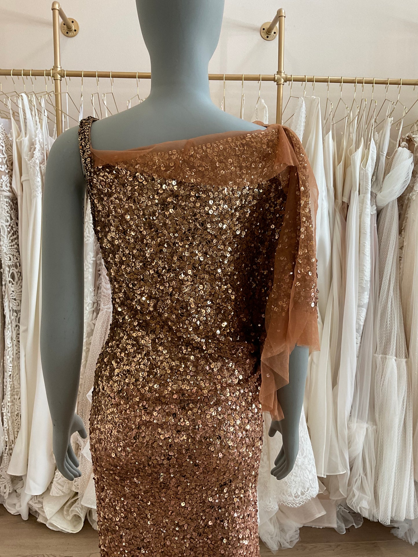 Jenny Packham - Asymmetrical Sequin Gown