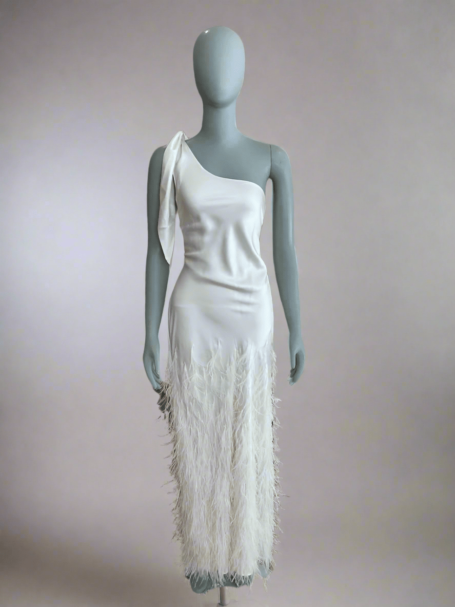 Cult Gaia - Gheta One shoulder Feather & Silk Gown (14)Bridal Events14