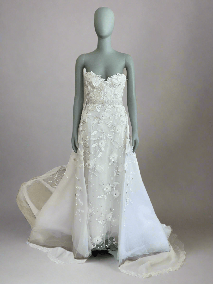 Custom - 3d floral and beaded Overskirt (8)Overskirts/OverlaysWhite