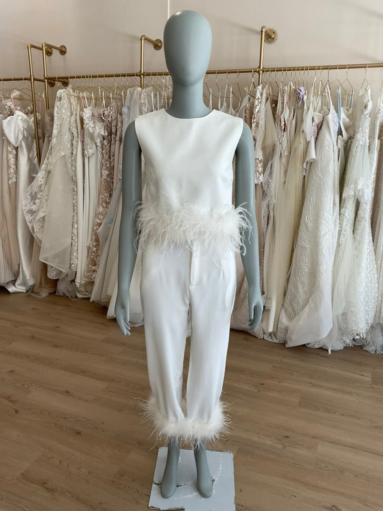 Strut & Bolt - Feather Trim Crop Top and Pants (S)Bridal EventsSmall