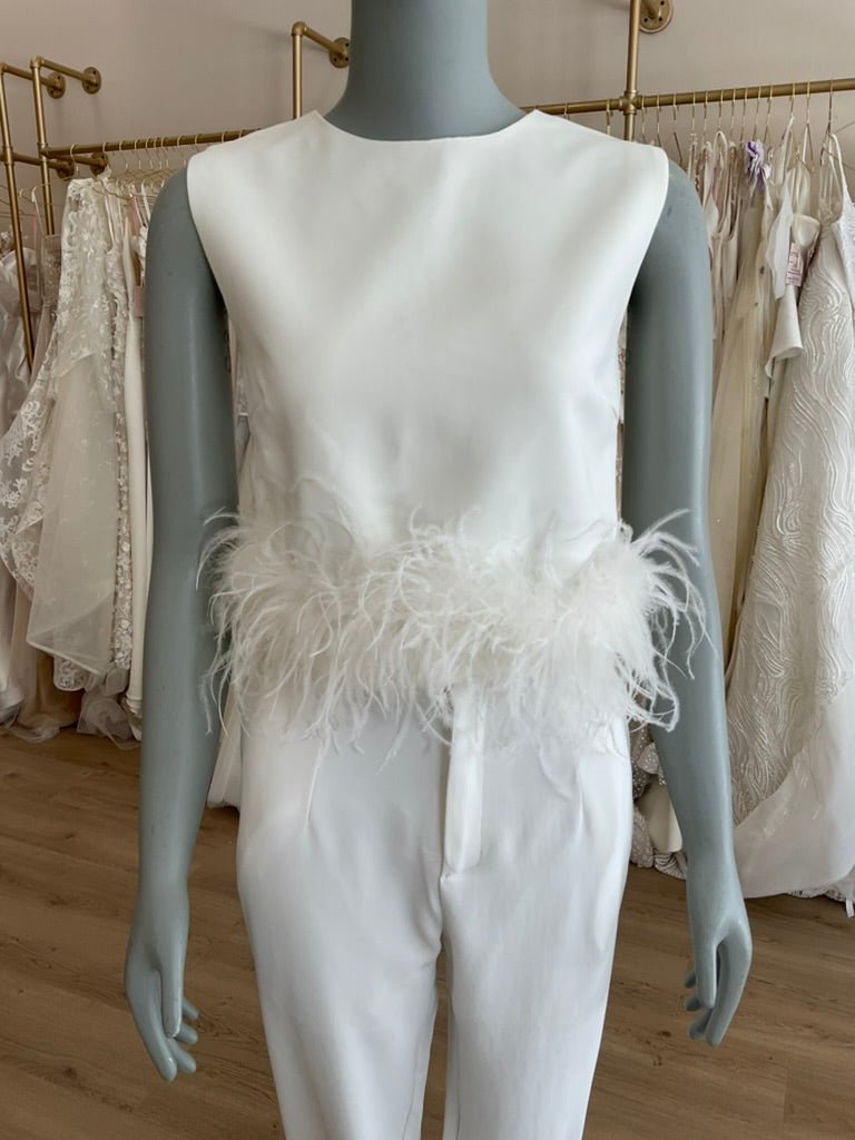 Strut & Bolt - Feather Trim Crop Top and Pants (S)Bridal EventsSmall