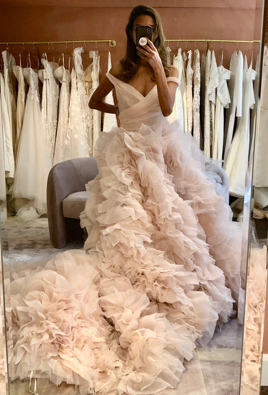 Monique Lhuillier Secret Garden Blush Ballgown - Preowned Monique Lhuillier Gowns in Los Angeles