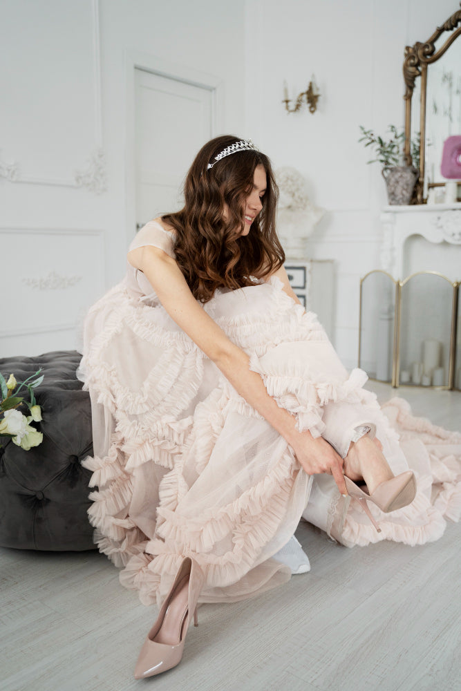 Wedding dress with ruffles