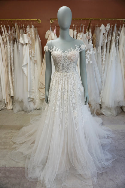 Mira Zwillinger - Beaded Illusion Tulle A-line