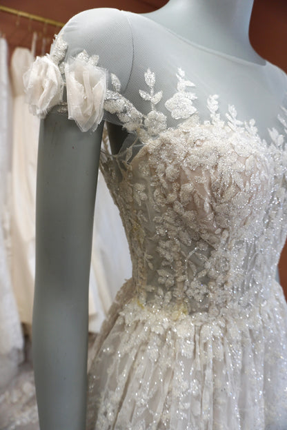 Mira Zwillinger - Beaded Illusion Tulle A-line
