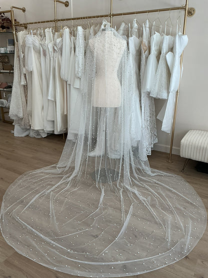 Custom Pearl & Crystal Veil  (Cathedral)