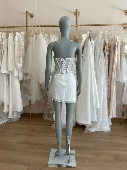 Heiress Beverly Hills - Chiffon Mesh Corset Flower Drape Mini Dress (S)