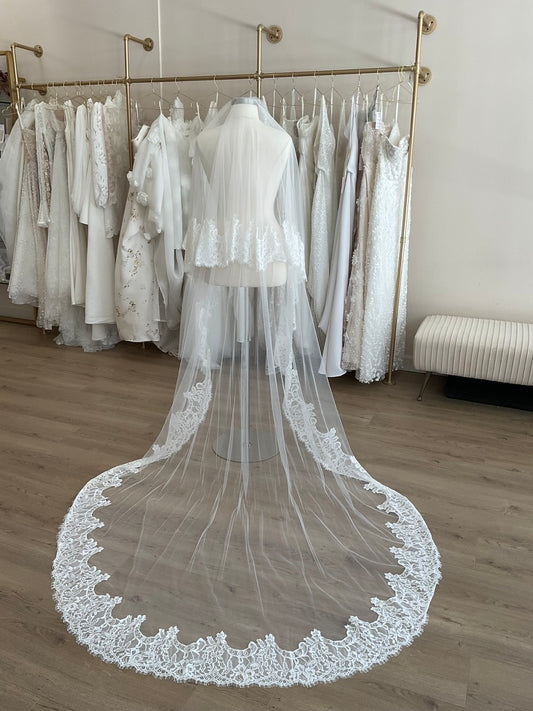 Custom - Double Layer Chantilly Lace Chapel Veil
