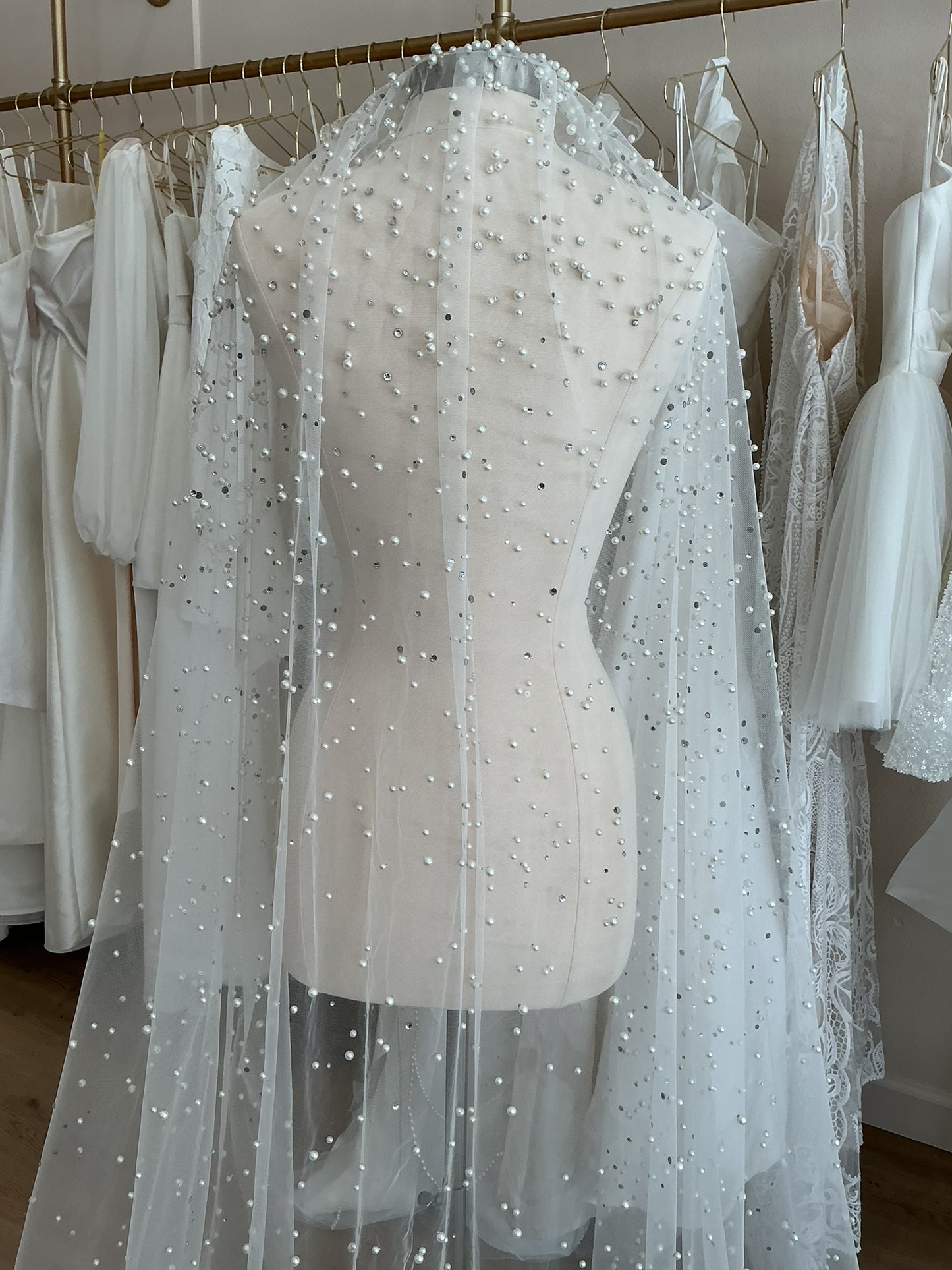 Custom Pearl & Crystal Veil  (Cathedral)