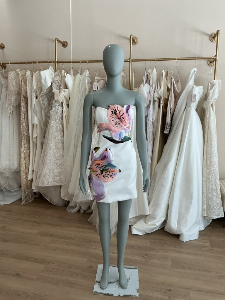 Leo Lin - Rosario Floral Appliqué Bustier Mini (8)