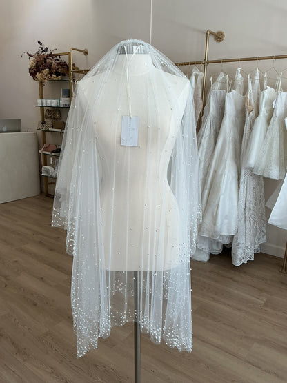 Custom Two Tier Fingertip Pearl Veil  (Fingertip)