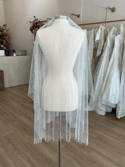 Custom Two Tier Fingertip Pearl Veil  (Fingertip)