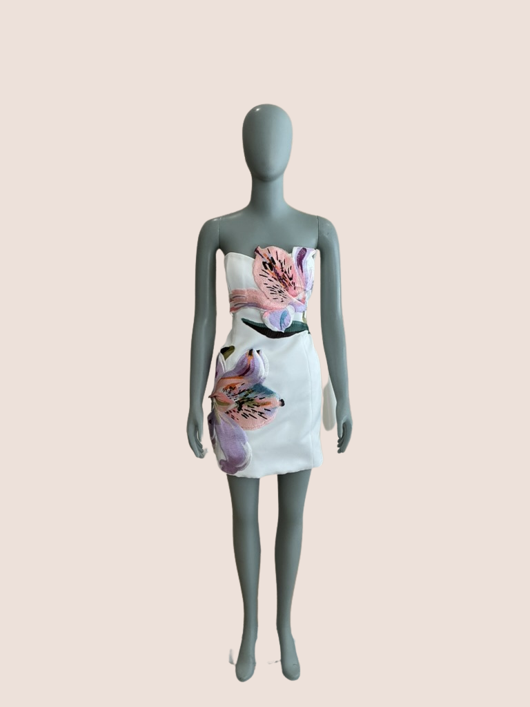 Leo Lin - Rosario Floral Appliqué Bustier Mini (8)