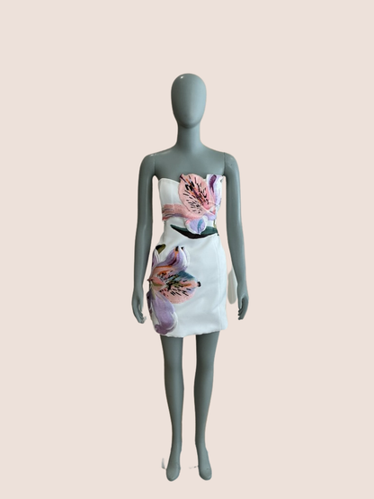 Leo Lin - Rosario Floral Appliqué Bustier Mini (8)