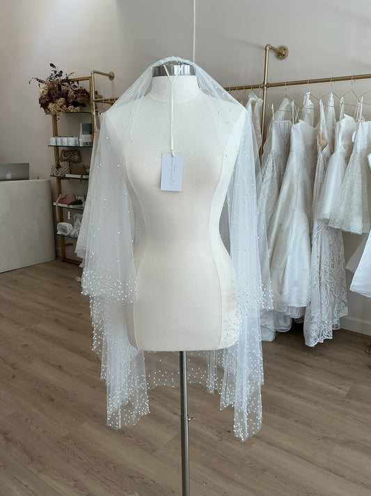 Custom Two Tier Fingertip Pearl Veil  (Fingertip)