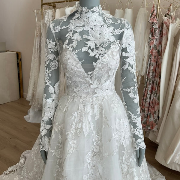 used long sleeve wedding dresses A-line long sleeve