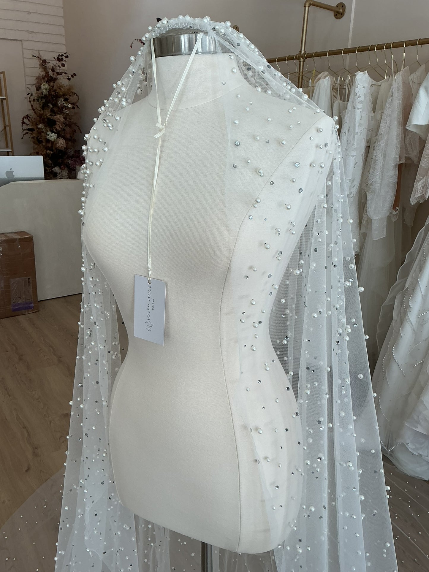 Custom Pearl & Crystal Veil  (Cathedral)