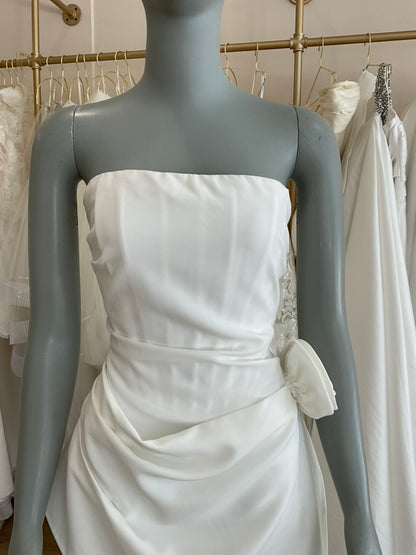 Heiress Beverly Hills - Silk Corset Strapless Flower Mini Dress (S)