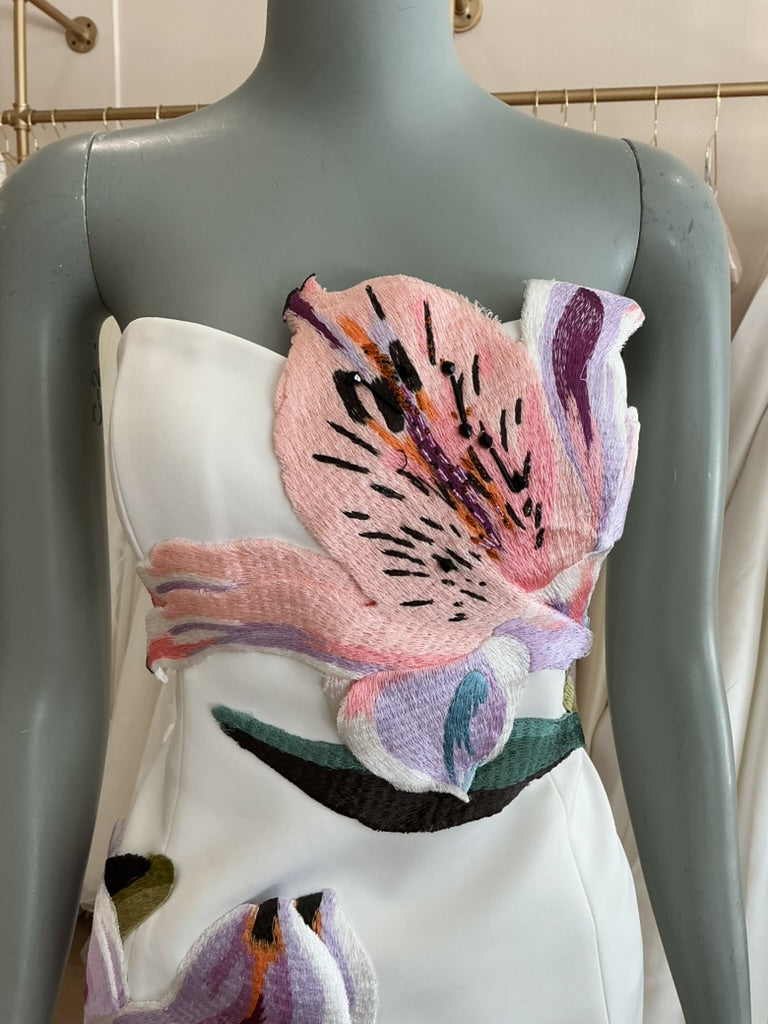 Leo Lin - Rosario Floral Appliqué Bustier Mini (8)