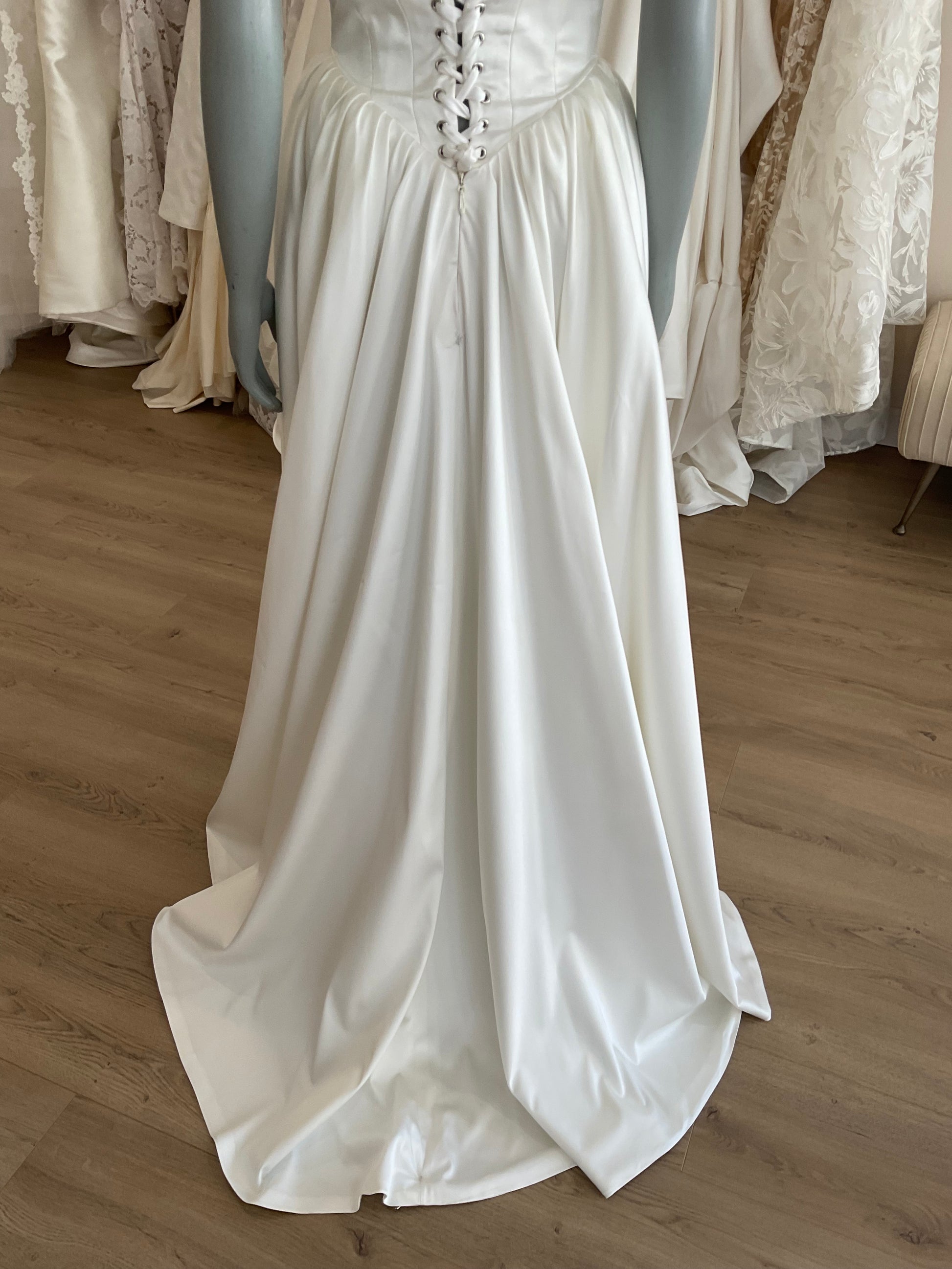 satin wedding dress bustle Wedding bustle dress in white silk