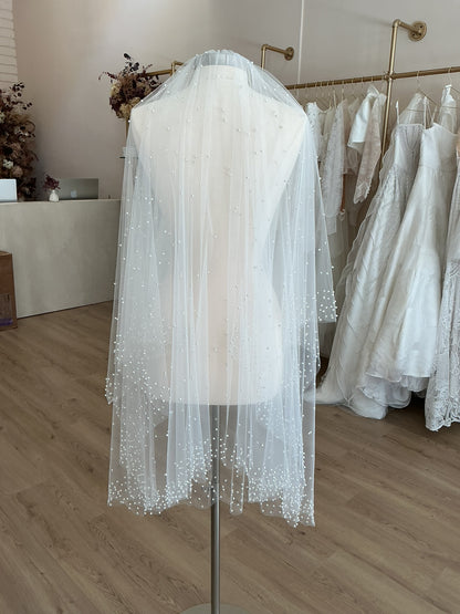 Custom Two Tier Fingertip Pearl Veil  (Fingertip)