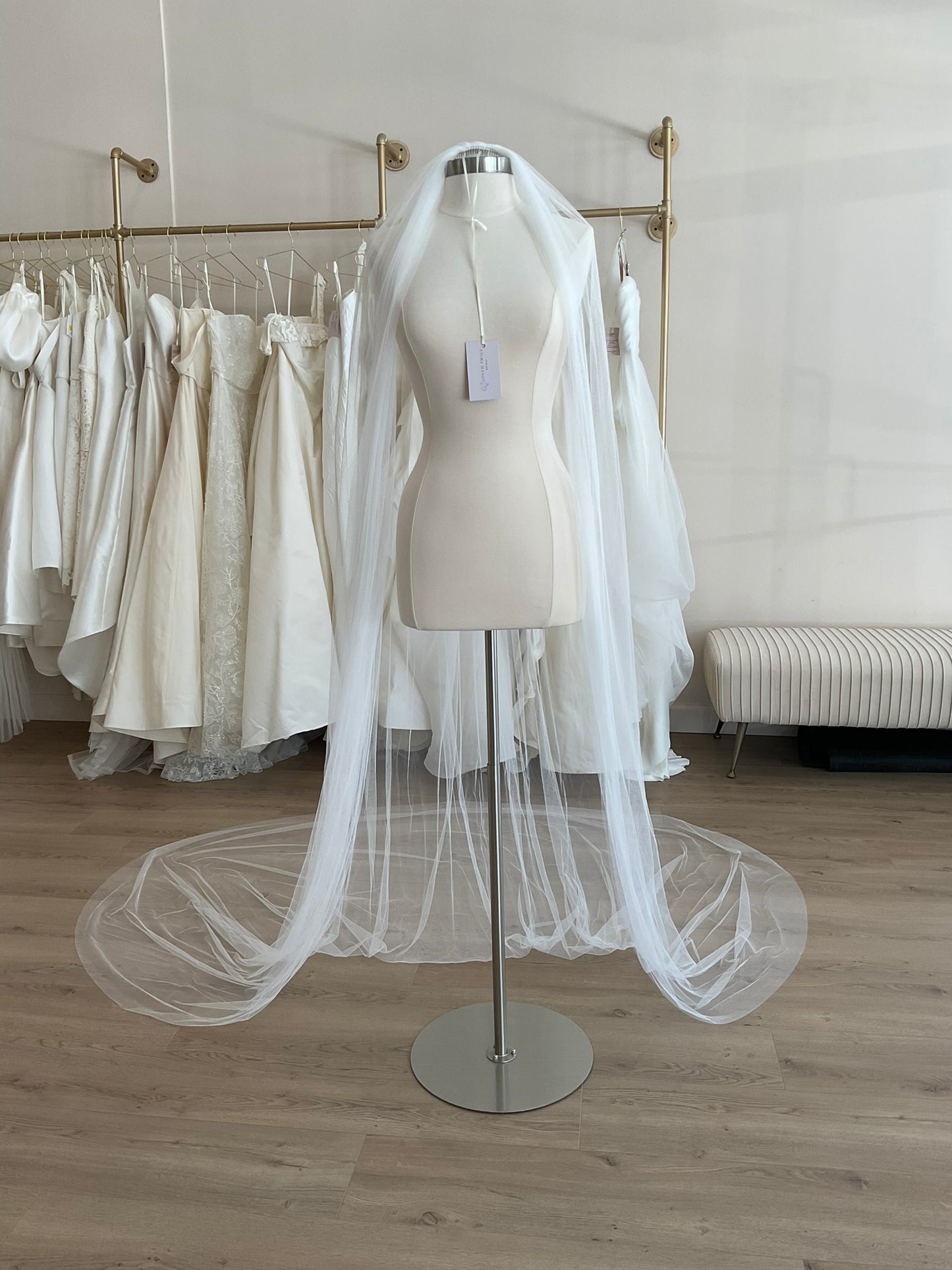 Custom - Net Tulle Raw Edge Cathedral Veil