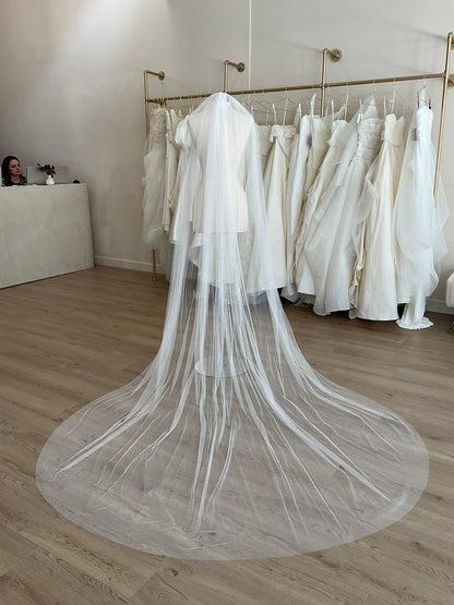 Custom - Net Tulle Raw Edge Cathedral Veil