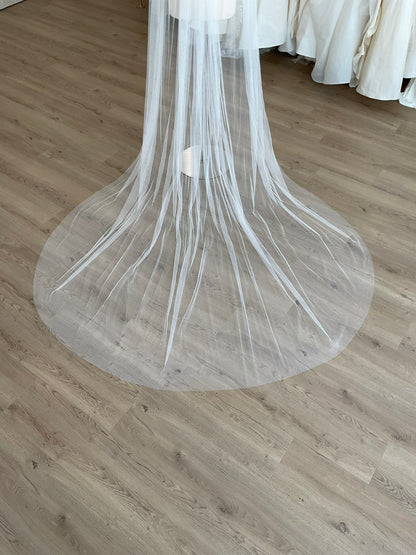 Custom - Net Tulle Raw Edge Cathedral Veil