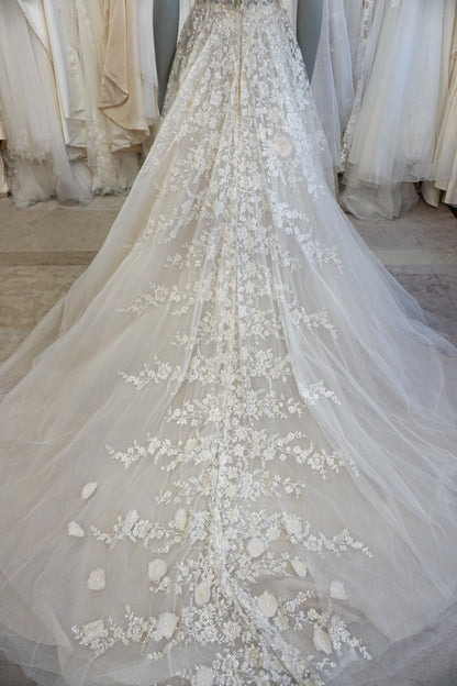 Mira Zwillinger - Beaded Illusion Tulle A-line