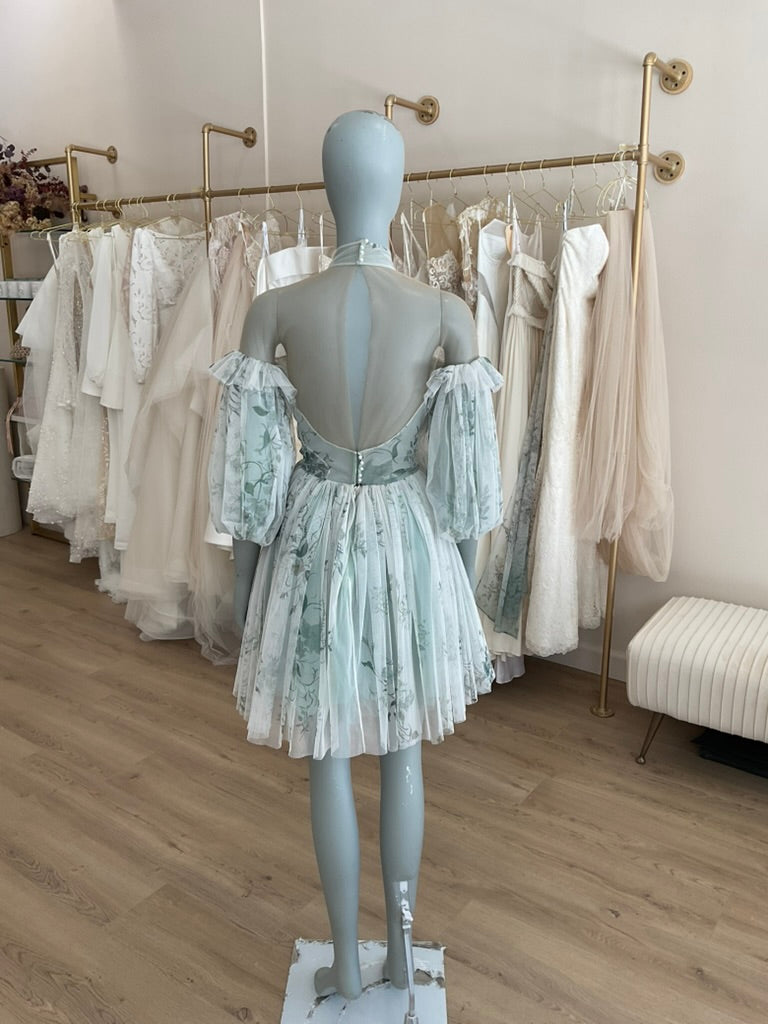 Hermione de Paula - Bougainvillea Hand Painted Tulle Mini  (2)