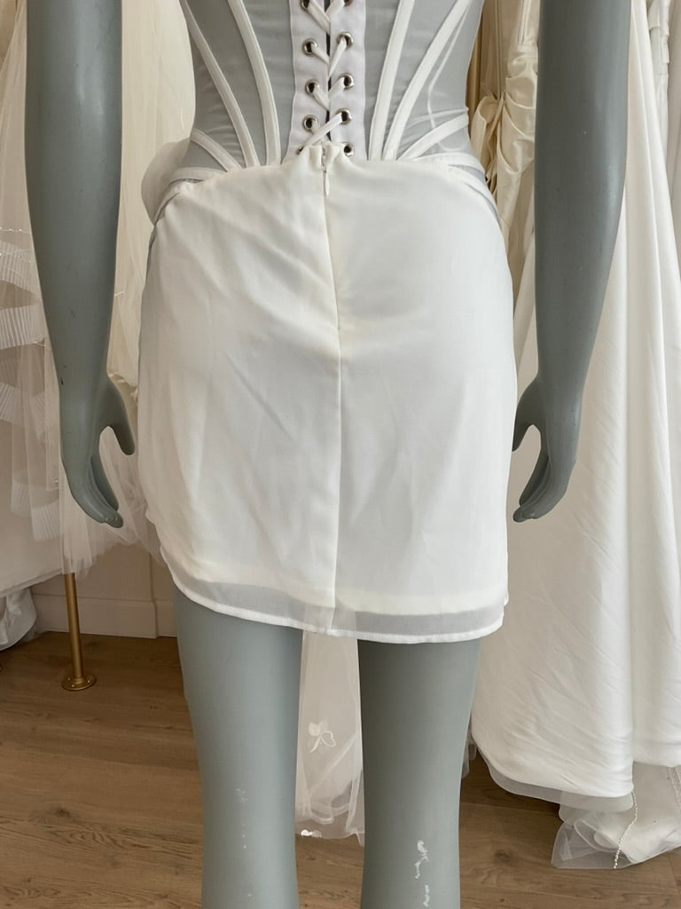 Heiress Beverly Hills - Chiffon Mesh Corset Flower Drape Mini Dress (S)