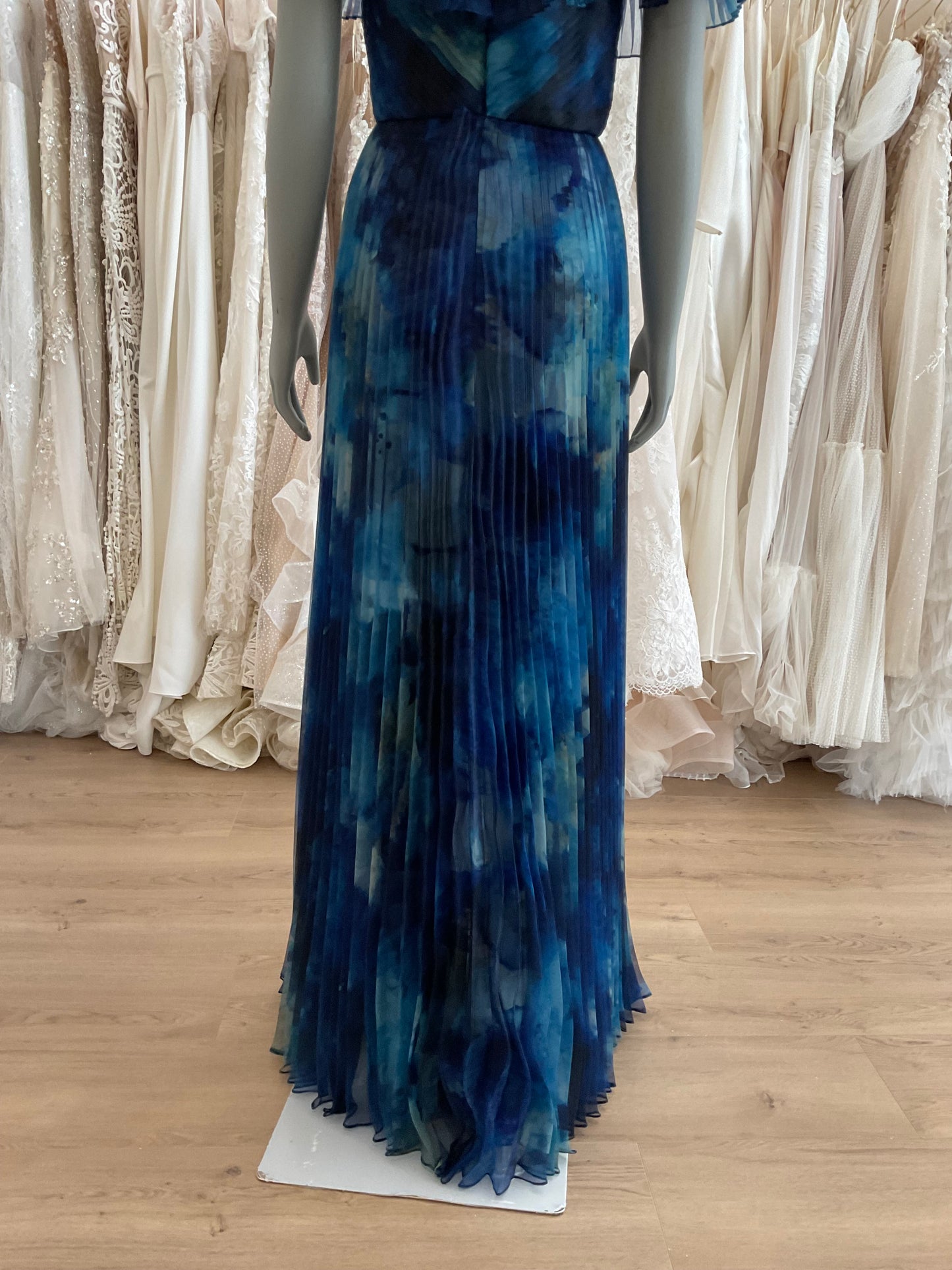 Theia - Off-the-Shoulder Pleated Printed Organza Gown