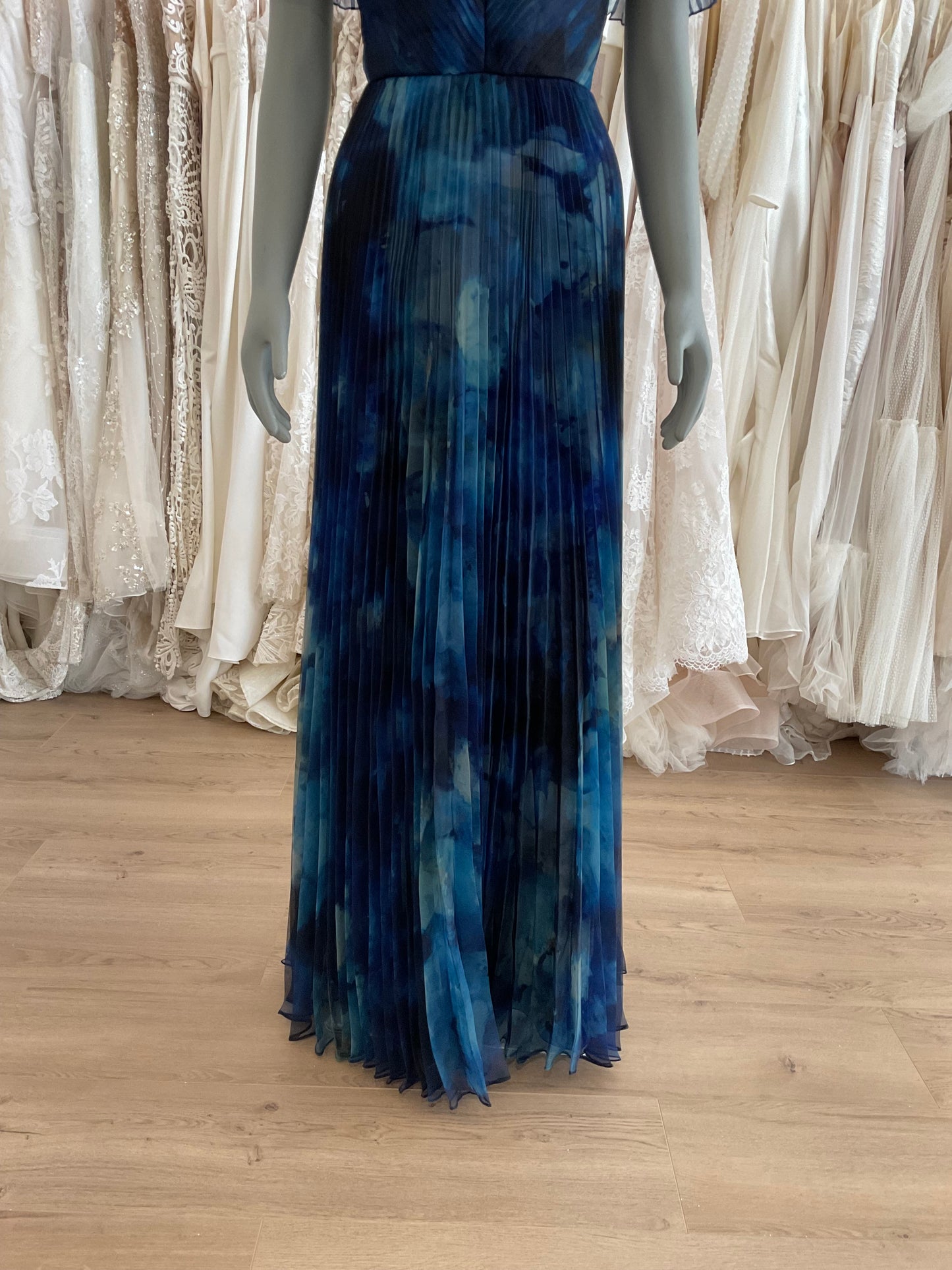 Theia - Off-the-Shoulder Pleated Printed Organza Gown