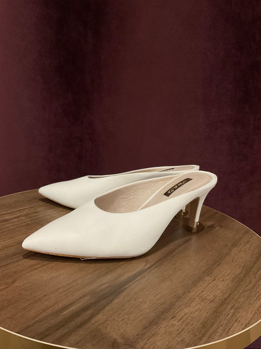 Louie Et Cie - White Leather Mule