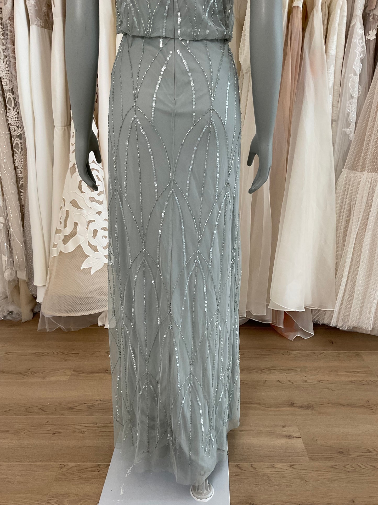 Adrianna Papell Dusty Pale Blue Beaded Gown