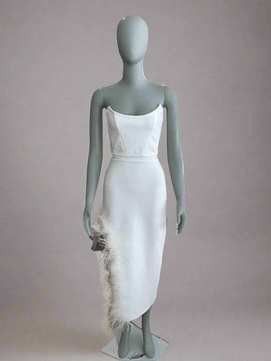Catchall - Strapless Midi with Feather Slit (8)Bridal EventsIvory
