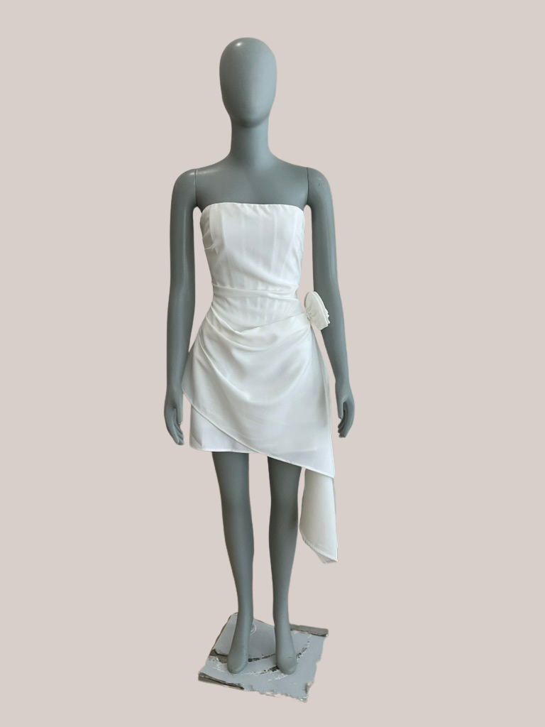 Heiress Beverly Hills - Silk Corset Strapless Flower Mini Dress (S)