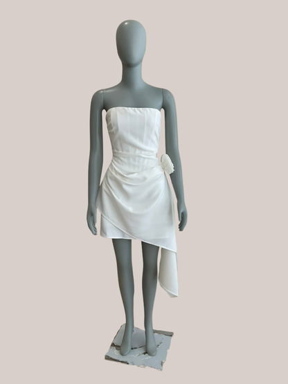 Heiress Beverly Hills - Silk Corset Strapless Flower Mini Dress (S)