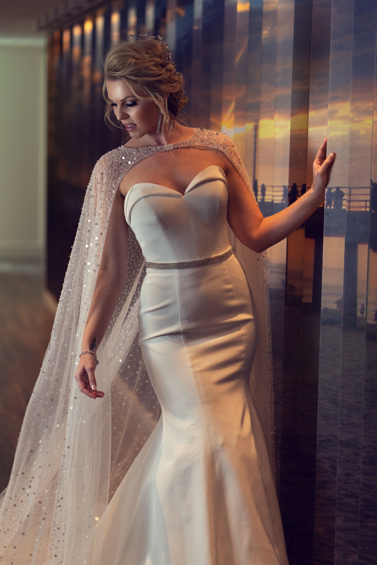 Estee Couture - Custom Sequined Bridal Cape