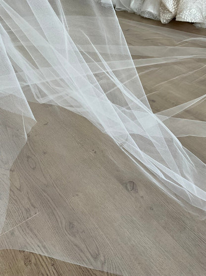 Leah Da Gloria - Raw Edge VeilBridal VeilsIvory